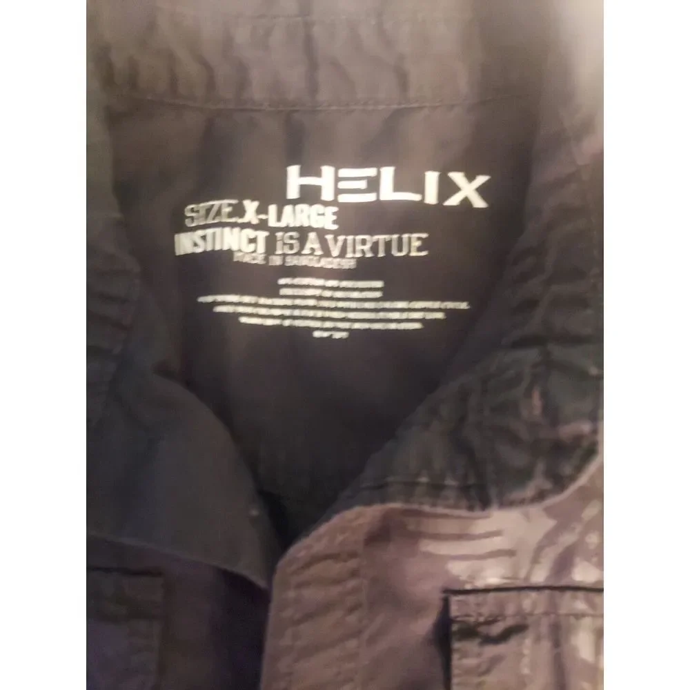 Helix Instinct Is A‎ Virtue  Black Button Down Shirt Goth Grunge Look XL